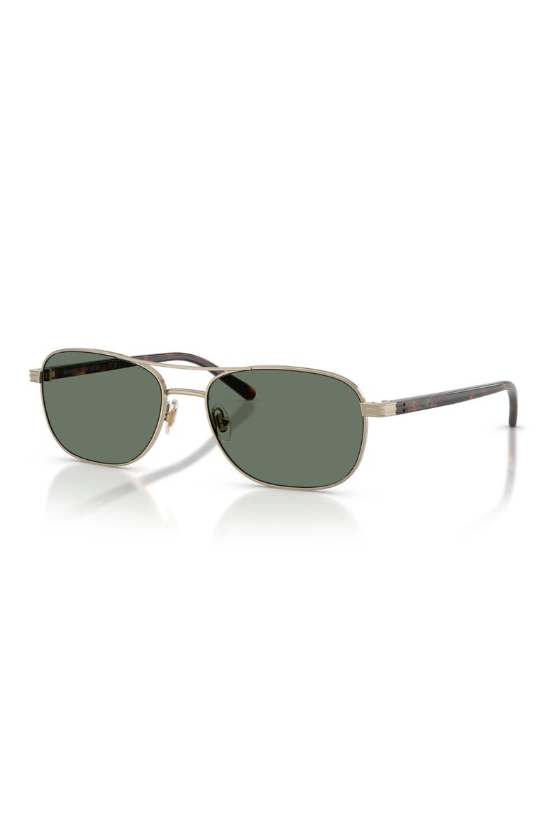 56mm Pilot Sunglasses, Alternate, color, MATTE GOLD / GREEN