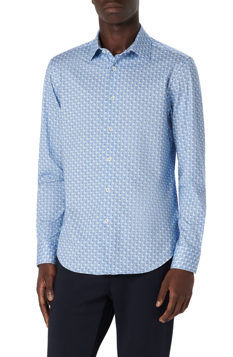 Bugatchi James OoohCotton<sup>®</sup> Geo Print Button-Up Shirt, Main, color, 