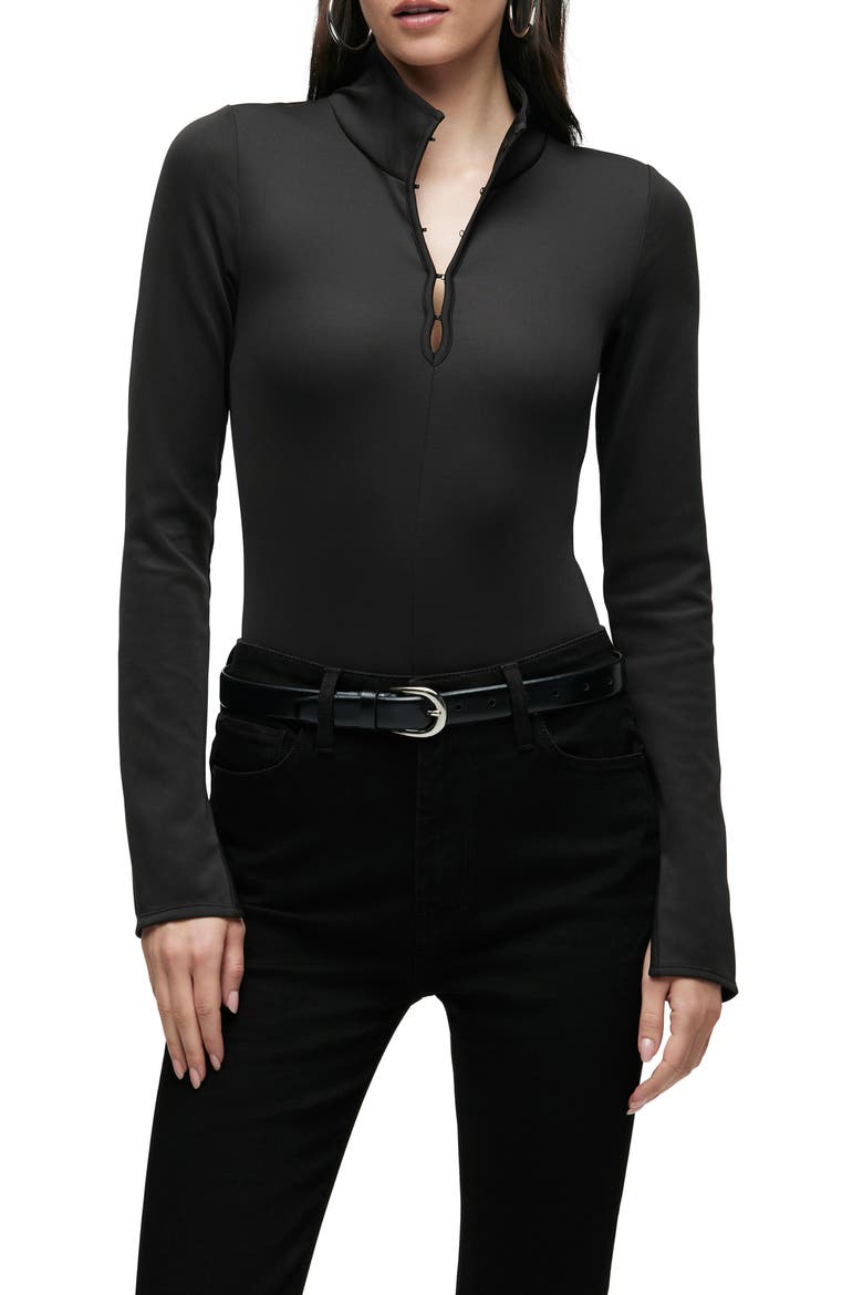 Long Sleeve Bodysuit, Main, color, BLACK