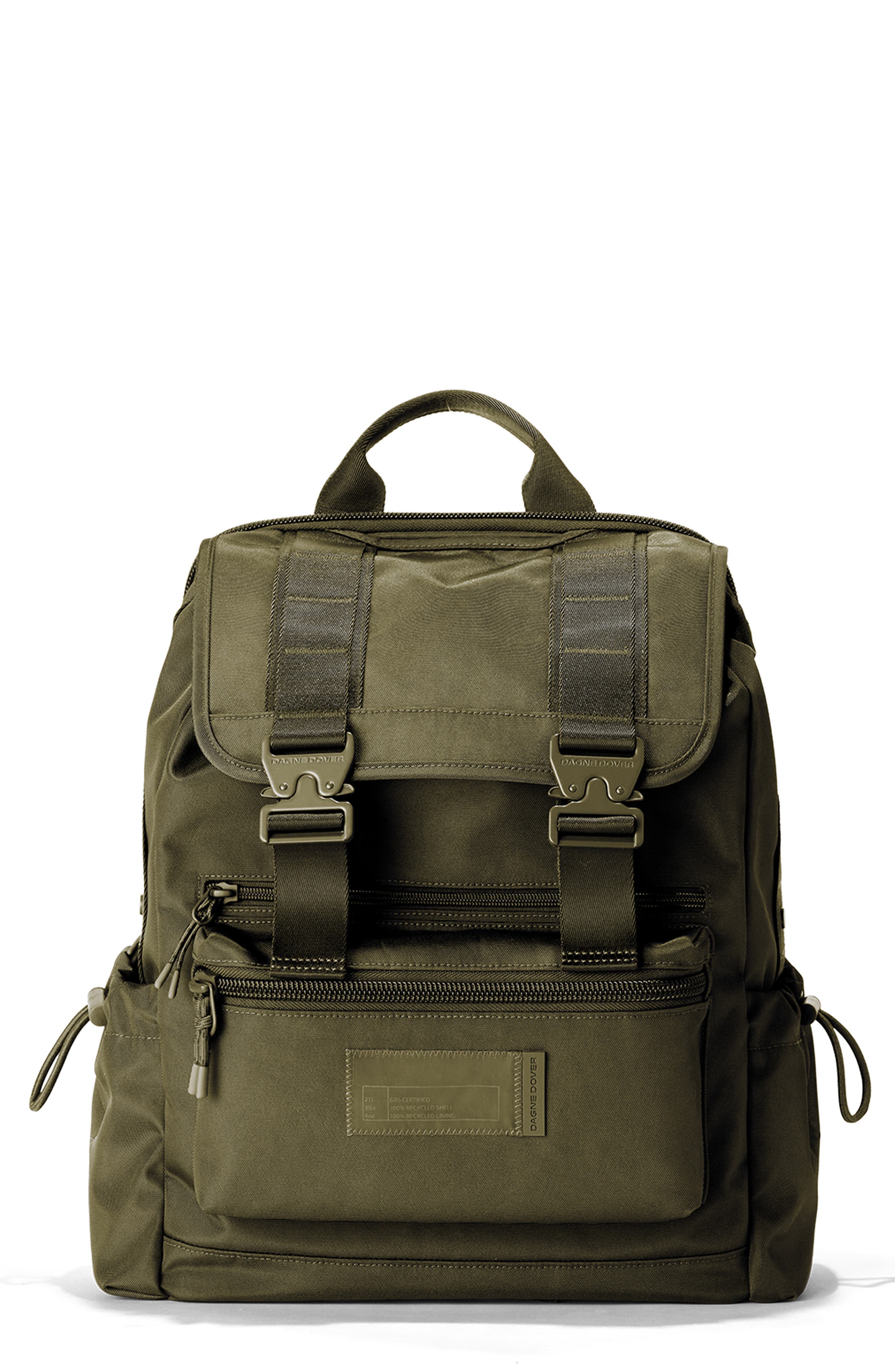 Brooklyn Flap Top Backpack, Main, color, DARK MOSS