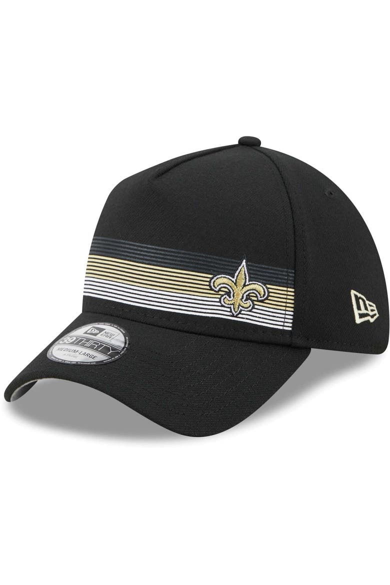 Men's New Era Black New Orleans Saints Flawless Stripe 39THIRTY Flex Hat, Main, color, Black