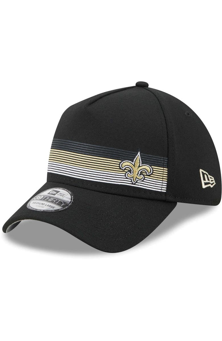 New Era Men's New Era Black New Orleans Saints Flawless Stripe 39THIRTY Flex Hat, Main, color, Black