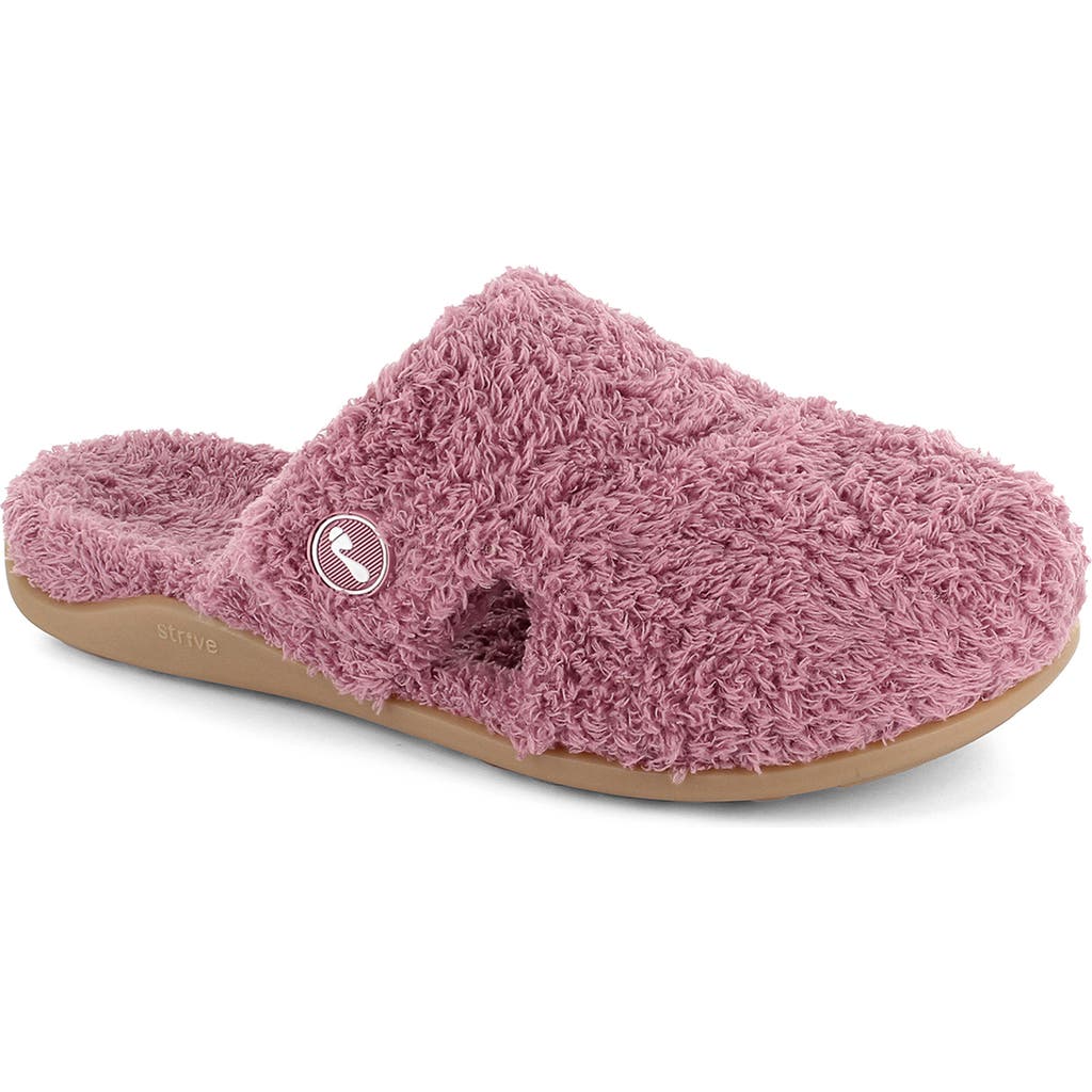 Strive Zara Faux Fur Slipper In Heather Pink
