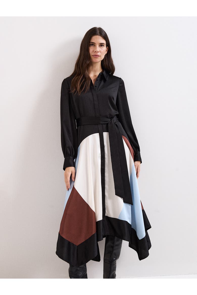 Samalie Satin Hanky Dress, Alternate, color, Black