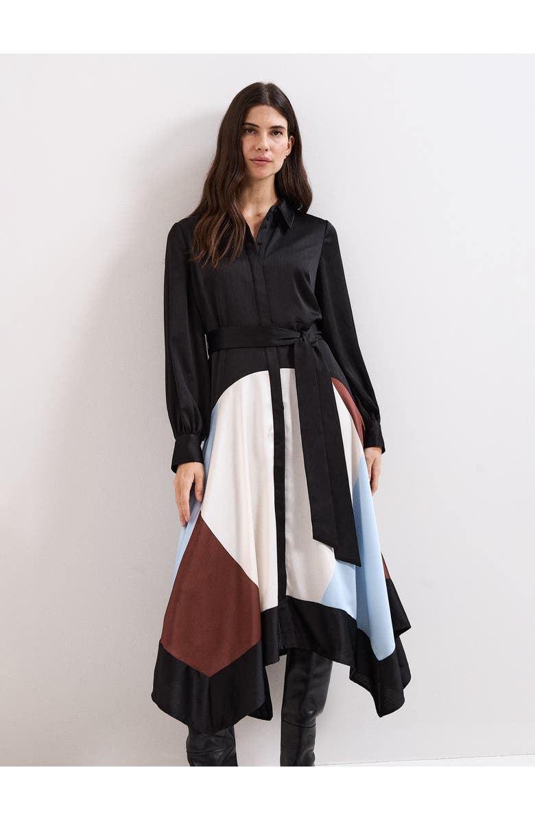 Phase Eight Samalie Satin Hanky Dress, Alternate, color, Black