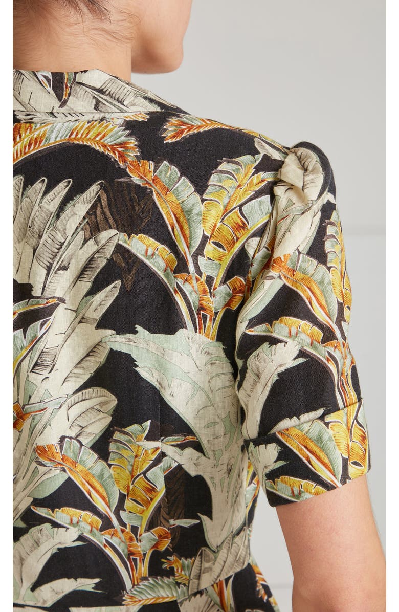 Temperley London Baxter Linen Sleeved Dress, Alternate, color, Black & Khaki