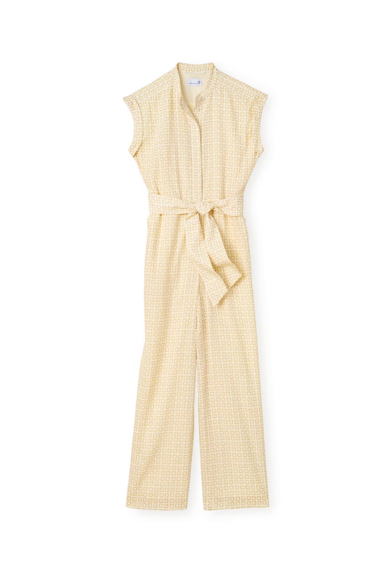 Marin Linen Jumpsuit, Main, color, Seaglass Print-Ivory