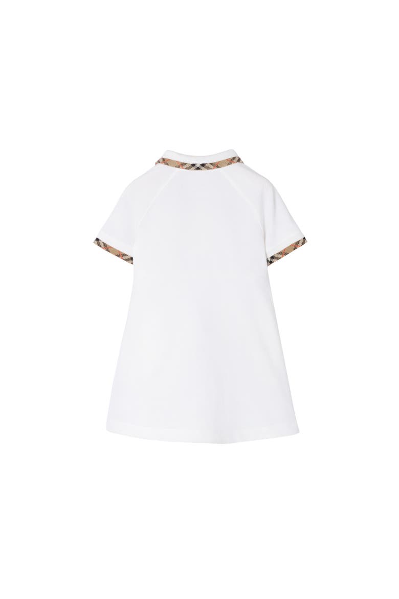 Girls' Check Trim Cotton Polo Shirt Dress, Alternate, color, White