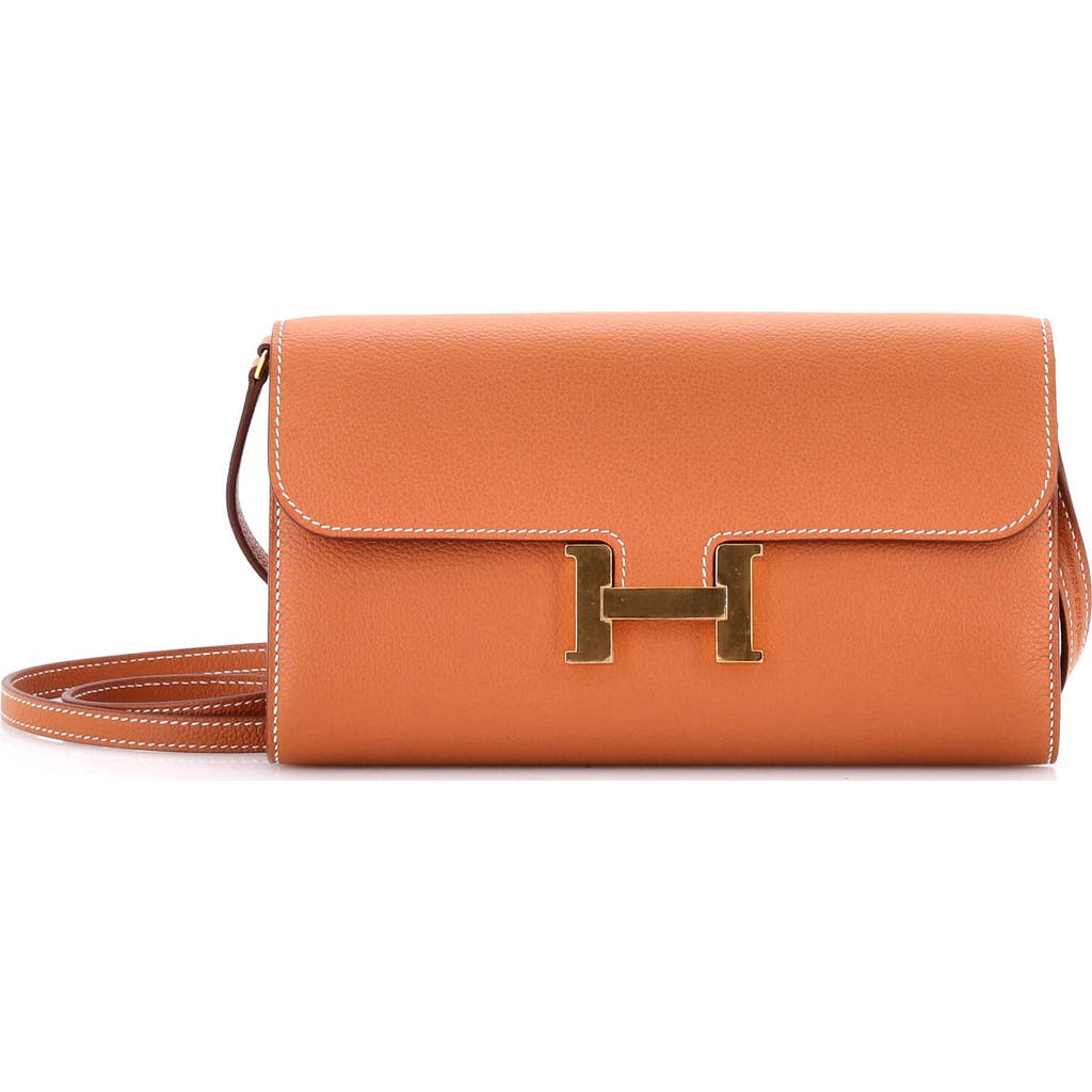 Pre-owned Hermes Hermes Constance To Go Wallet Evercolor In Brown
