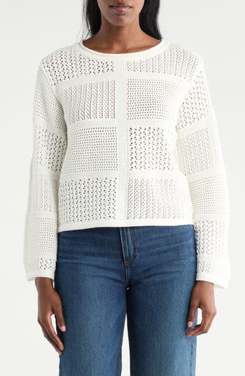 Cyrus Novelty Open Stitch Sweater In Brown
