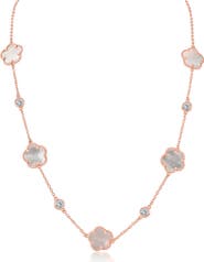 CZ by Kenneth Jay Lane Cubic Zirconia & Synthetic Mother-of-Pearl Clover Station Necklace