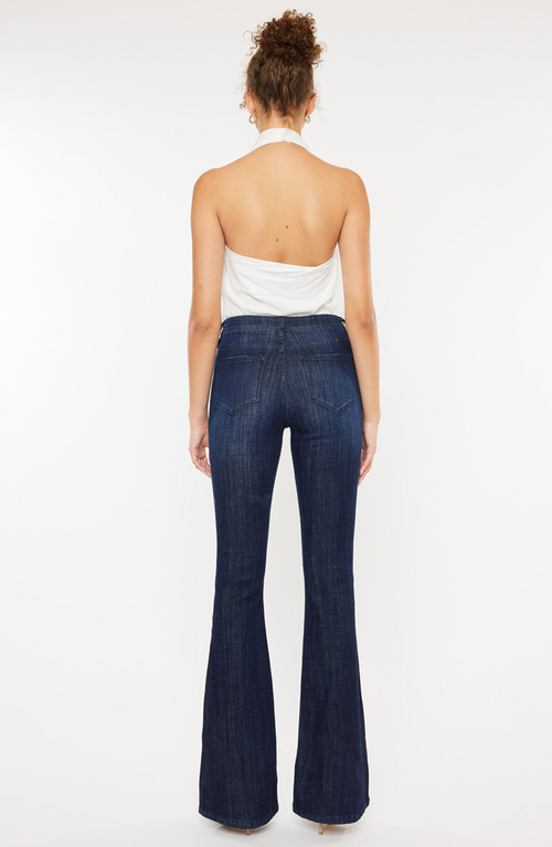 Kancan Celestine Mid Rise Flare Jeans In Blue