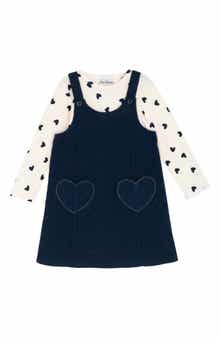 Rare Editions Kids' Two-Piece Heart Pocket Jumper Dress Set