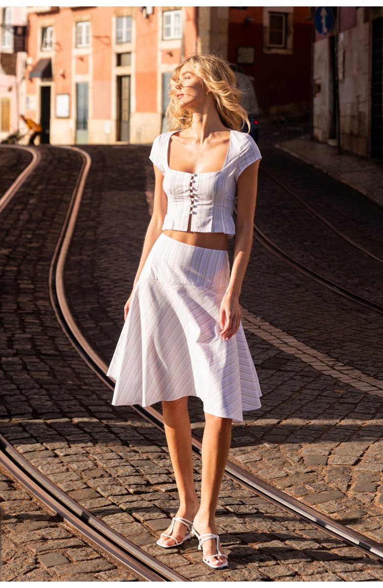 nuaje nuaje Lynn Flare Midi Skirt, Alternate, color, Coastal Stripe
