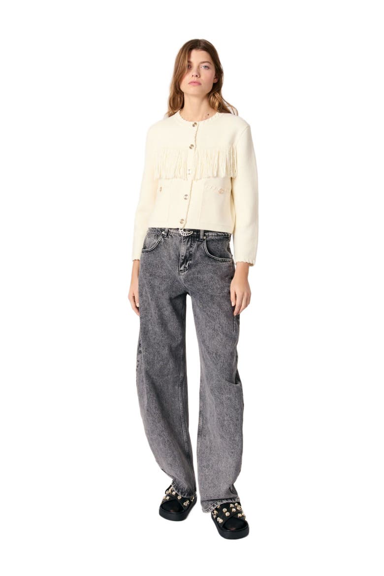 Fringed cardigan, Main, color, Ecru