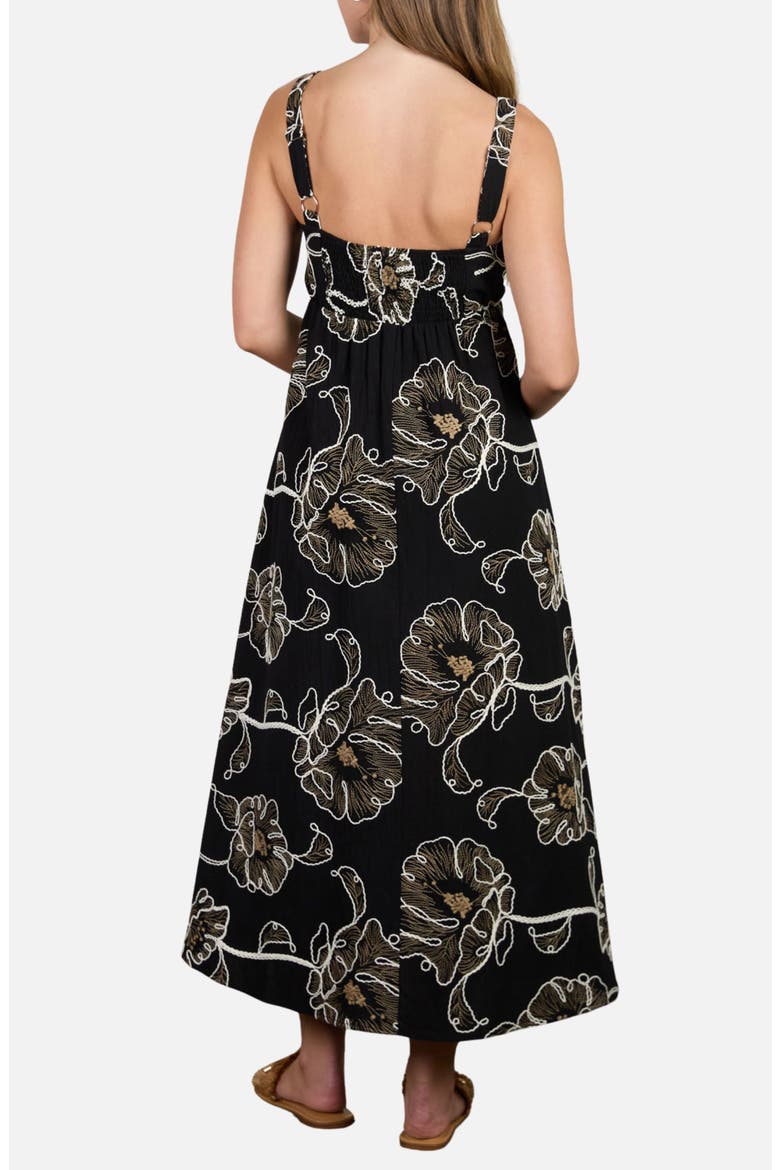 Floral Embroidered Sleeveless Maxi Dress, Alternate, color, BLACK