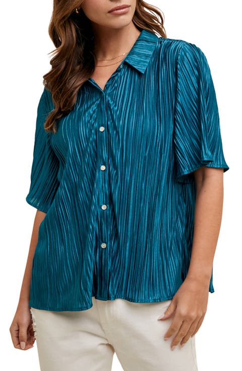 Pleated Satin Shirt