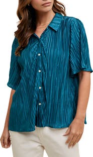 WISHLIST Pleated Satin Shirt