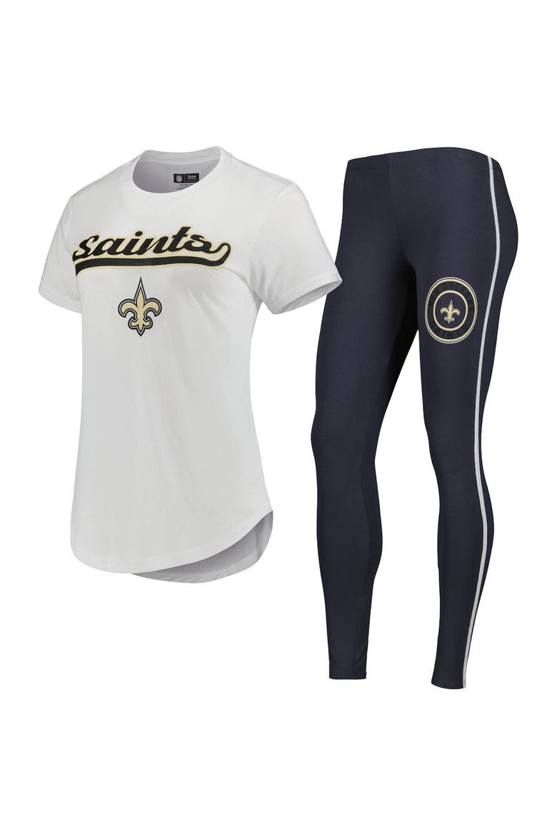 Women's Concepts Sport White/Charcoal New Orleans Saints Sonata T-Shirt & Leggings Sleep Set, Main, color, White