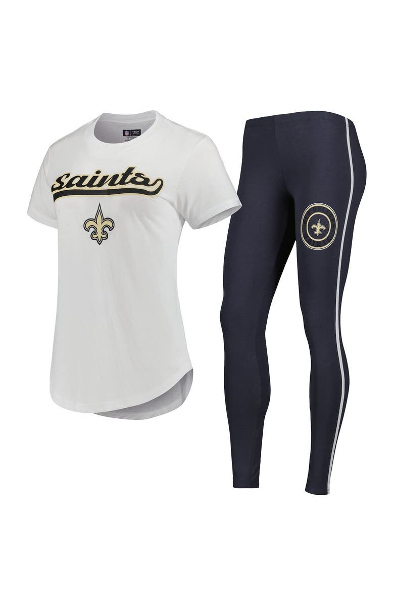 CONCEPTS SPORT Women's Concepts Sport White/Charcoal New Orleans Saints Sonata T-Shirt & Leggings Sleep Set, Main, color, White