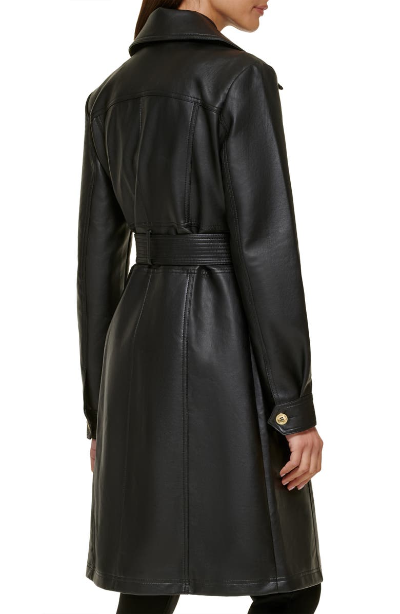 GUESS Faux Leather Belted Trench Coat, Alternate, color,