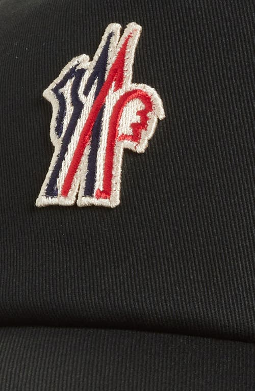 Moncler Grenoble Black Baseball Cap With Logo Embroidery In Cotton Man In Black