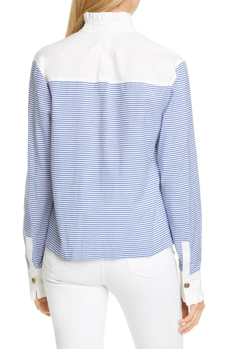 Philosophy Di Lorenzo Serafini Stripe Ruffle Cotton Blend Top, Alternate, color, 