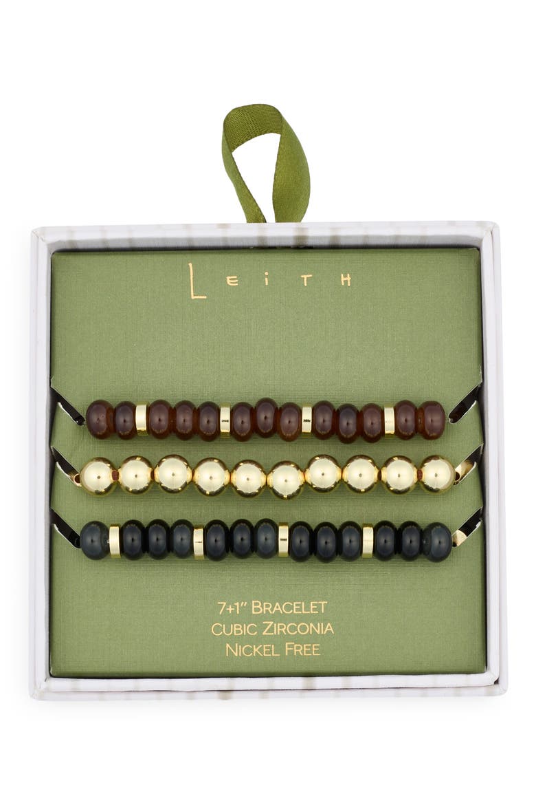 Set of 3 Beaded Stretch Bracelets, Main, color, NEUTRAL MULTI- GOLD