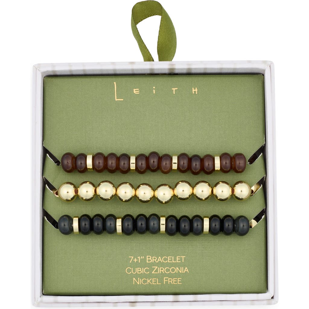 Leith Set Of 3 Beaded Stretch Bracelets In Multi