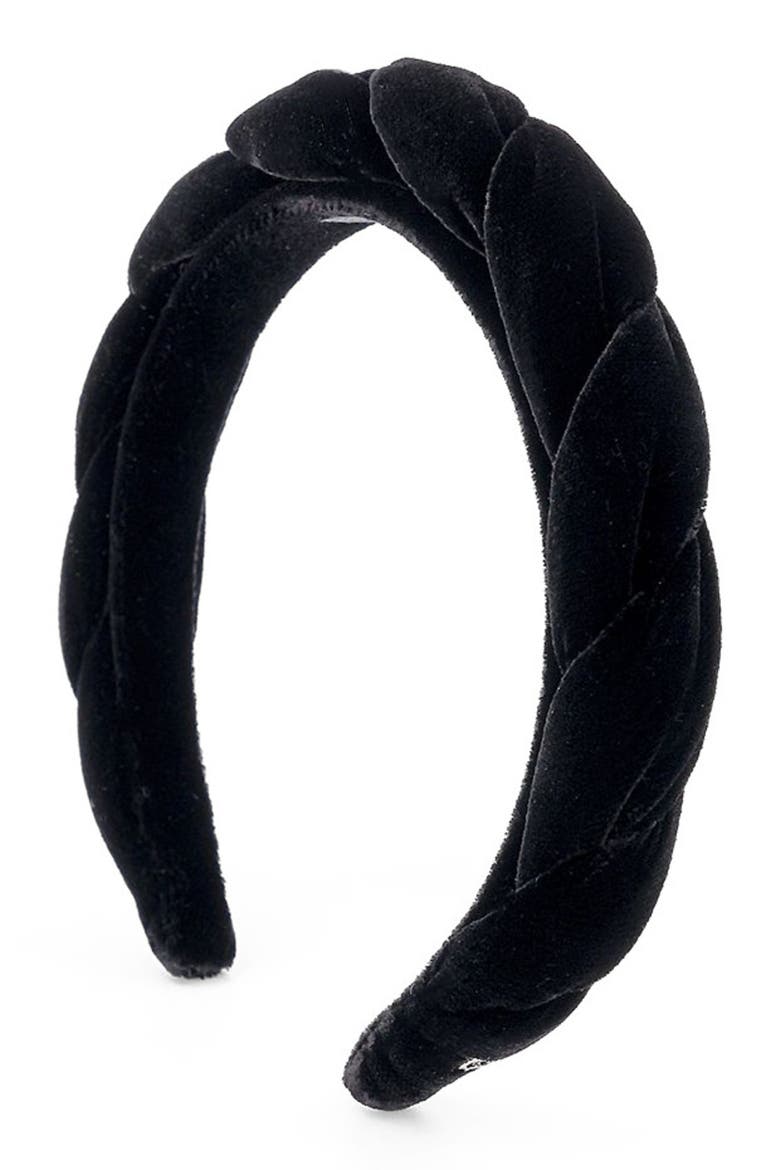 Dalhia Velvet Headband, Main, color, Black