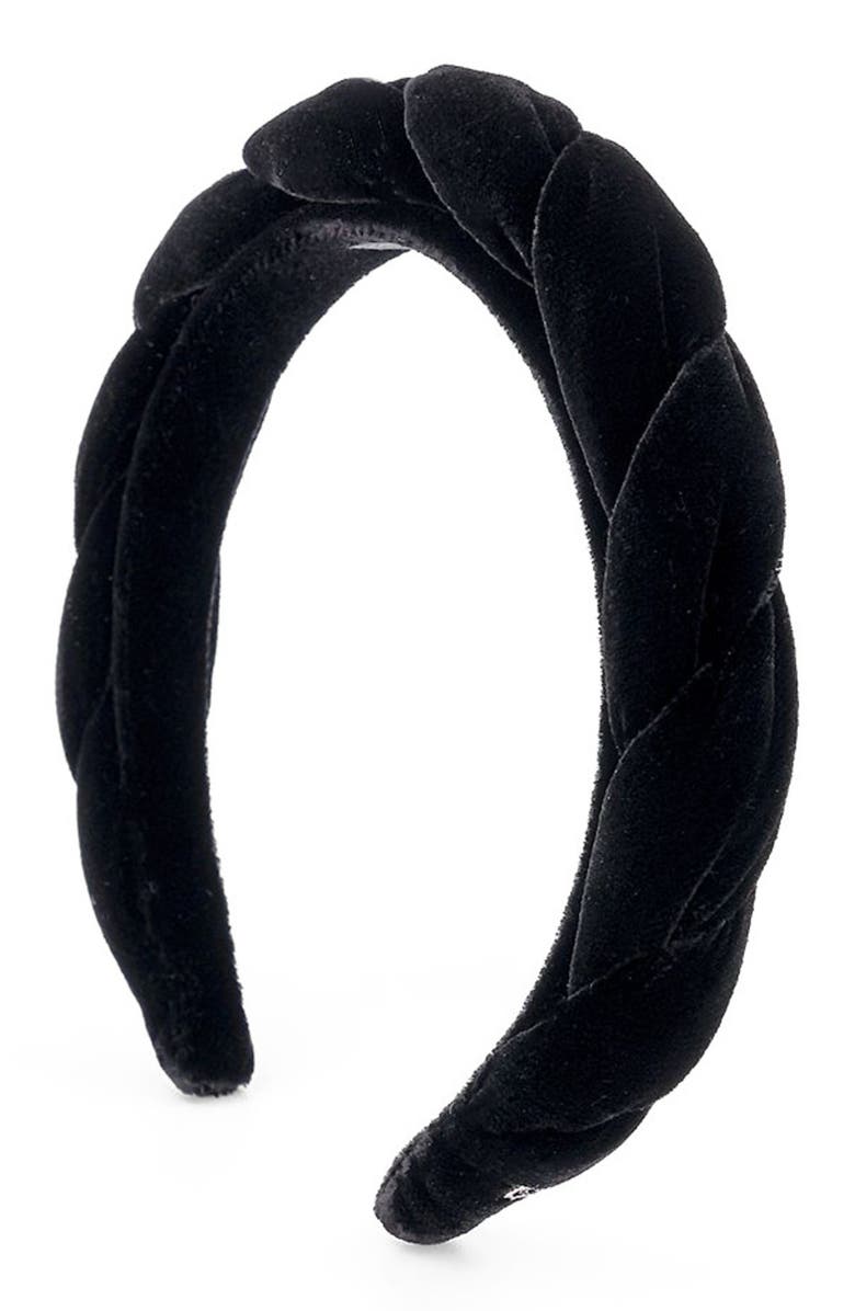Alexande De Paris Dalhia Velvet Headband, Main, color, Black