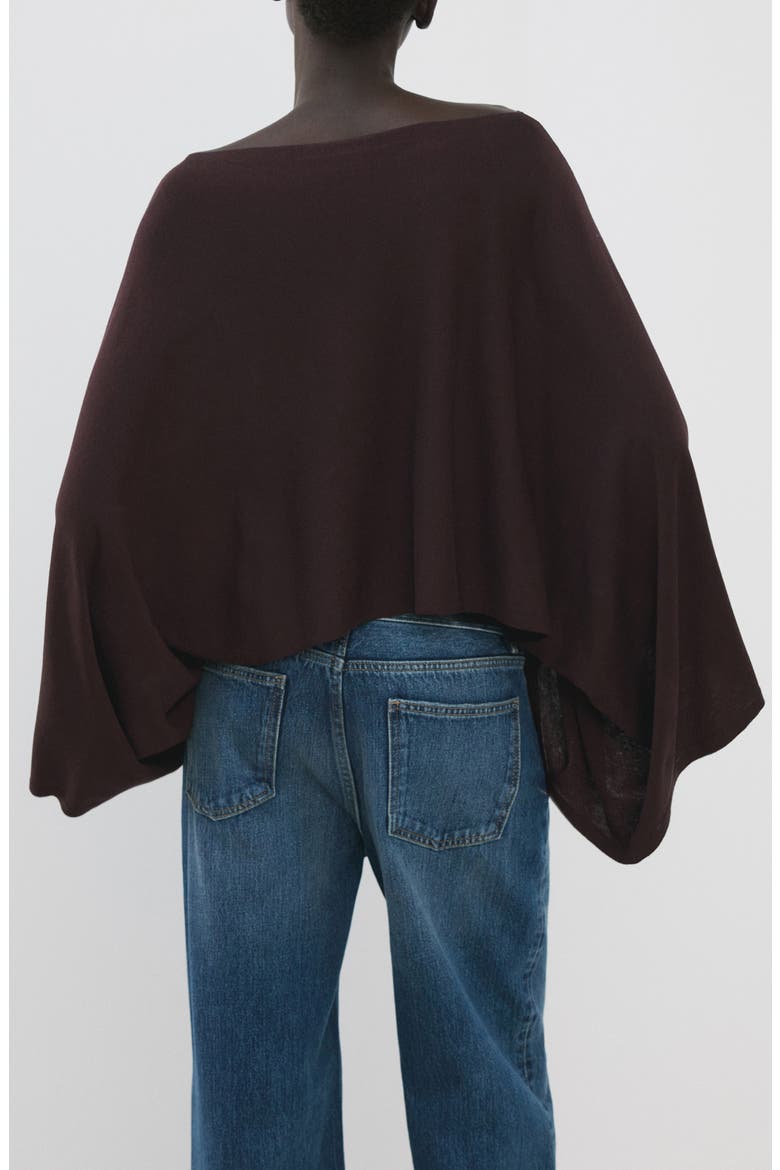 Cape Sleeve Crop Top, Alternate, color, WINE