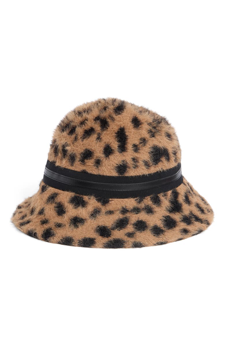 Vince Camuto Fuzzy Cloche Hat, Alternate, color, Leopard