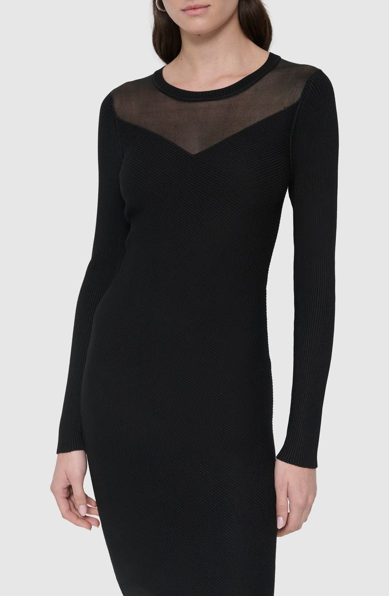 DKNY Illusion Neck Long Sleeve Dress, Alternate, color, 