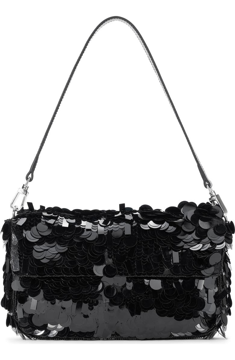 STAUD Timmy Sequin Shoulder Bag, Main, color, Black