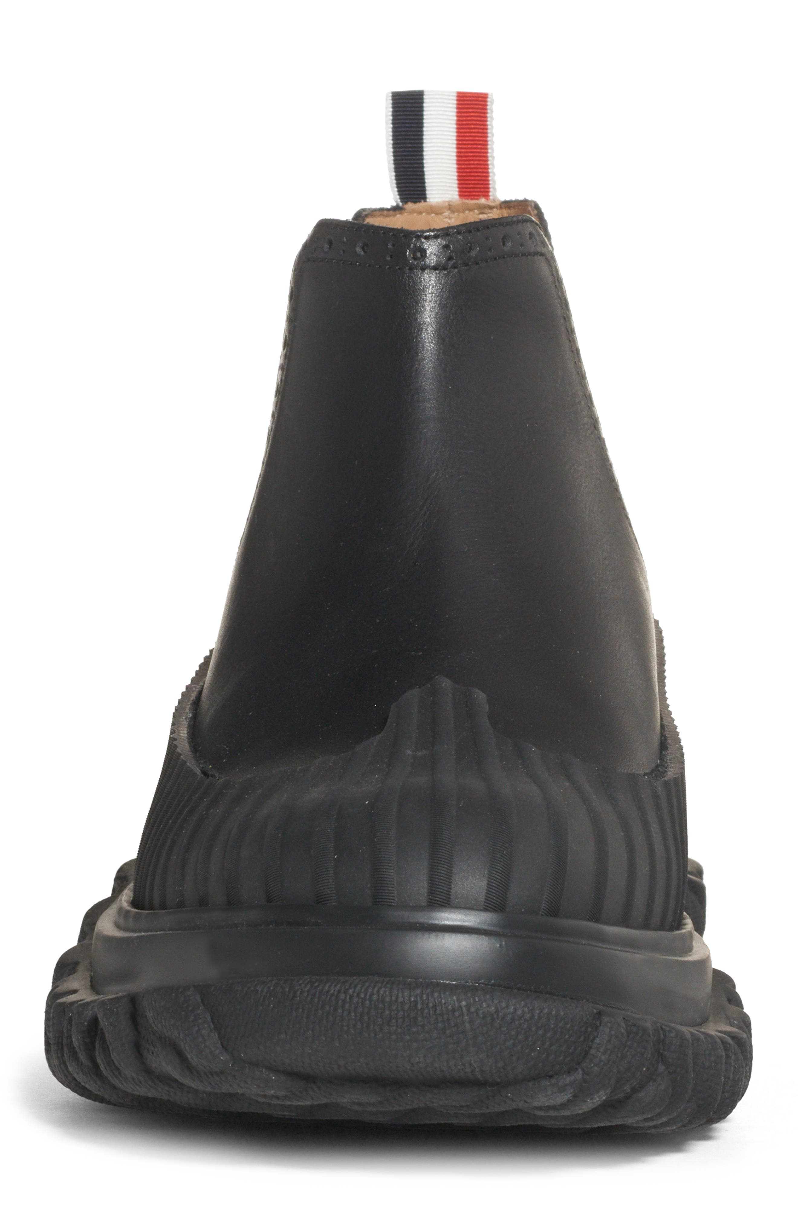 Thom Browne Brogued Chelsea Duck Boot, Alternate, color, Black