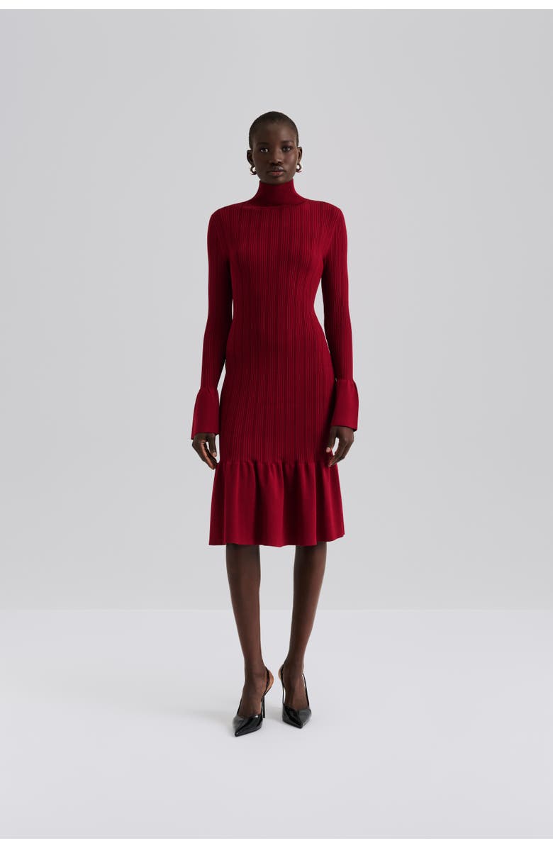 Malina Amalia High Neck Knitted Midi Dress, Main, color, Deep Red