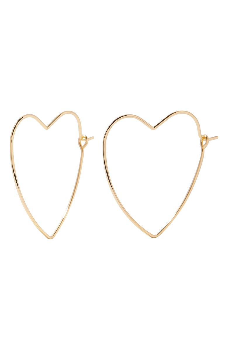 Brook and York Sandy Heart Hoop Earrings, Main, color, Gold