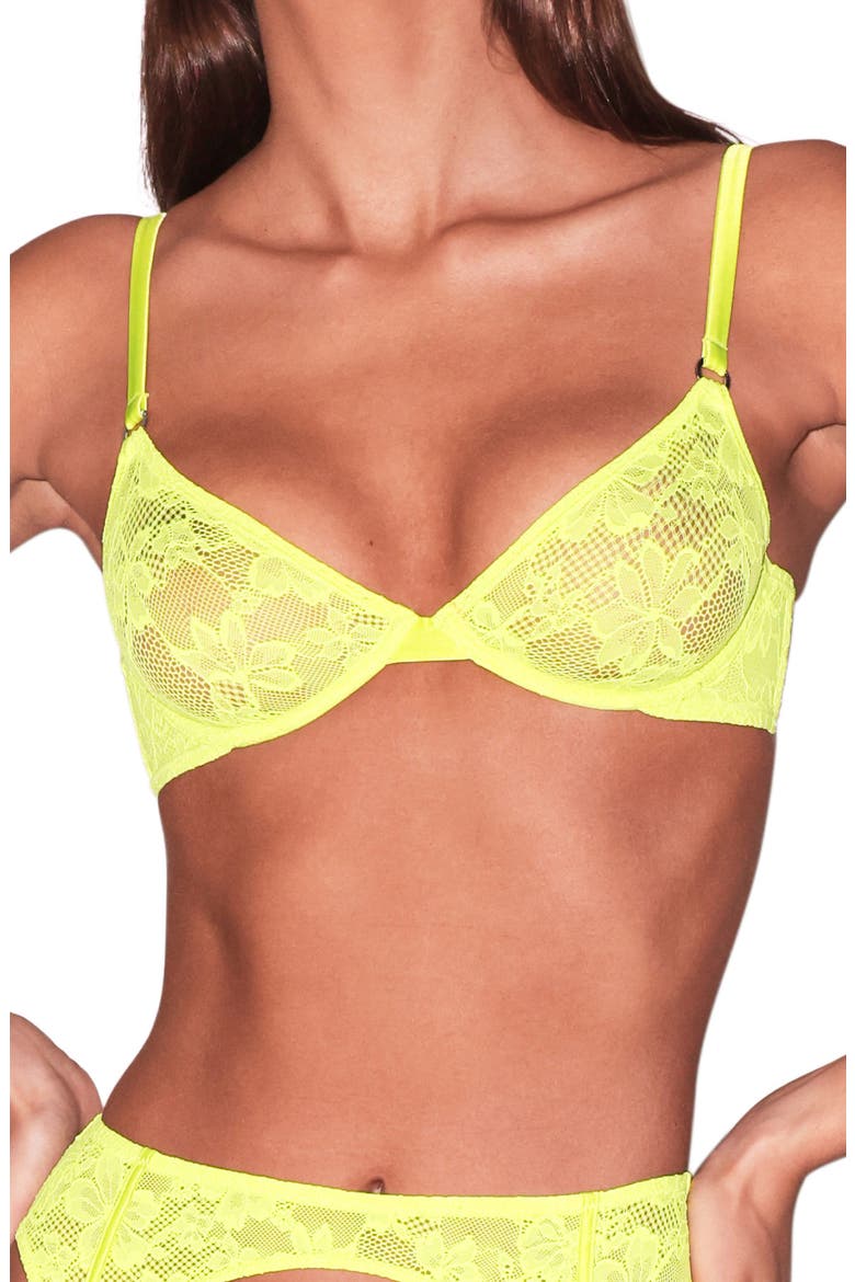 Le Stretch Lace Demi Bra, Main, color, NEON YELLOW