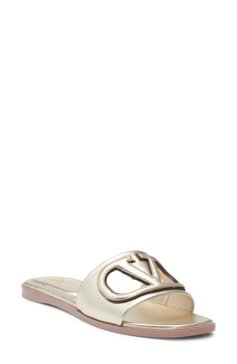 【関税＆送料込み】Valentino Garavani Sandals & Slides Valentino Garavani Slide sandals with flat sole and gold