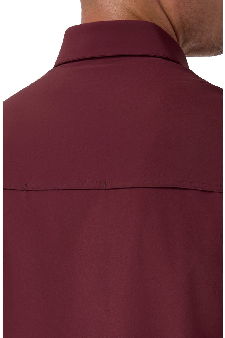 Leeward Tailgate Short Sleeve Performance Button-Up Shirt, Alternate, color, MAROON