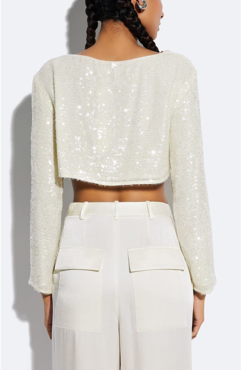LAPOINTE Sequin Cropped Boatneck Top, Alternate, color, Cream