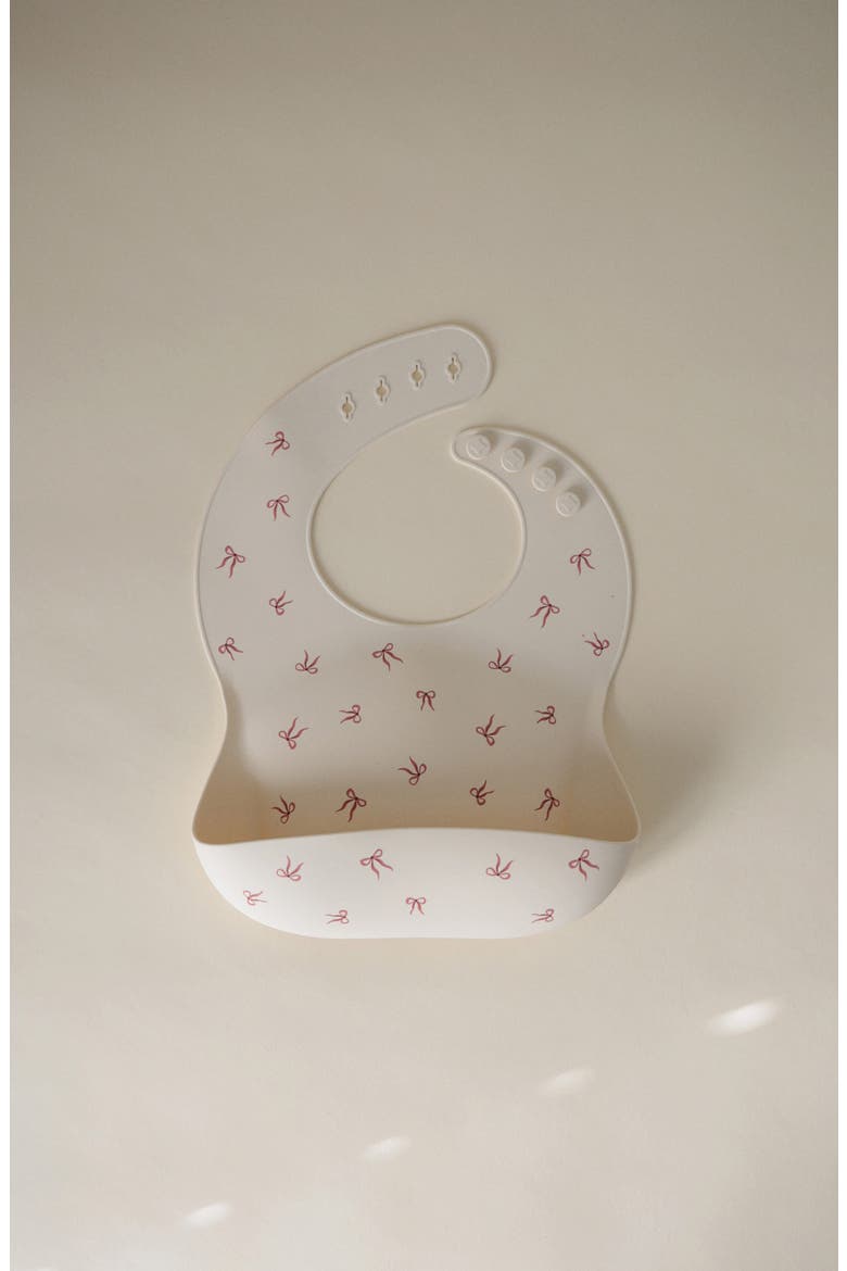 Silicone Bib, Alternate, color, IVORY/ PINK BOW