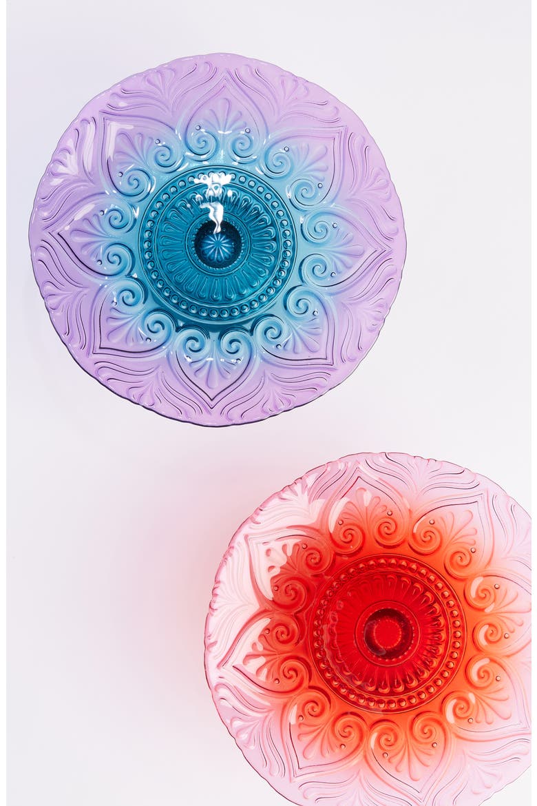 Anthropologie Soda Lime Glass Cake Stand, Alternate, color, PURPLE LIGHT BLUE
