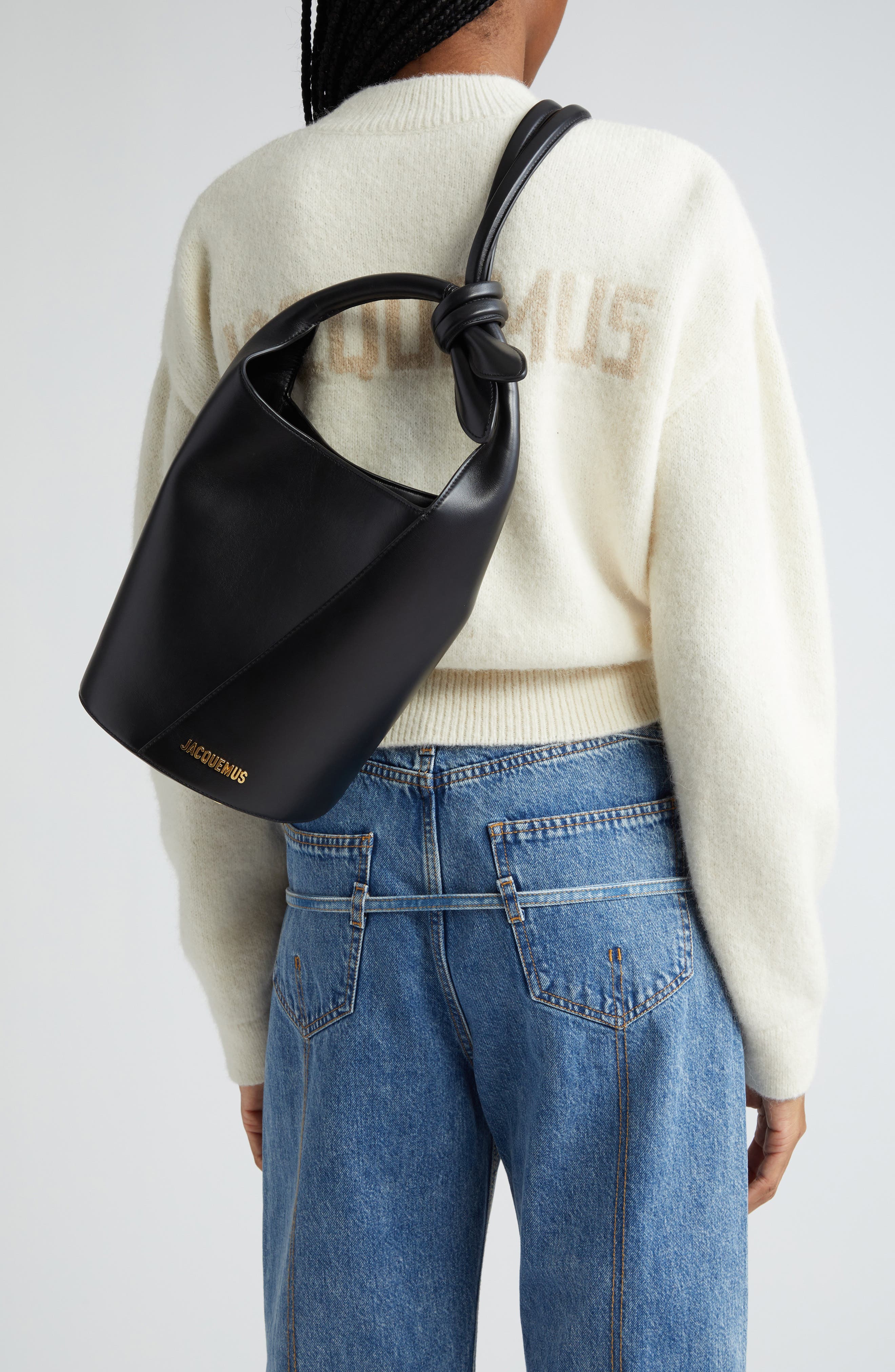 Jacquemus Le Petit Tourni Leather Bucket Bag, Alternate, color, 