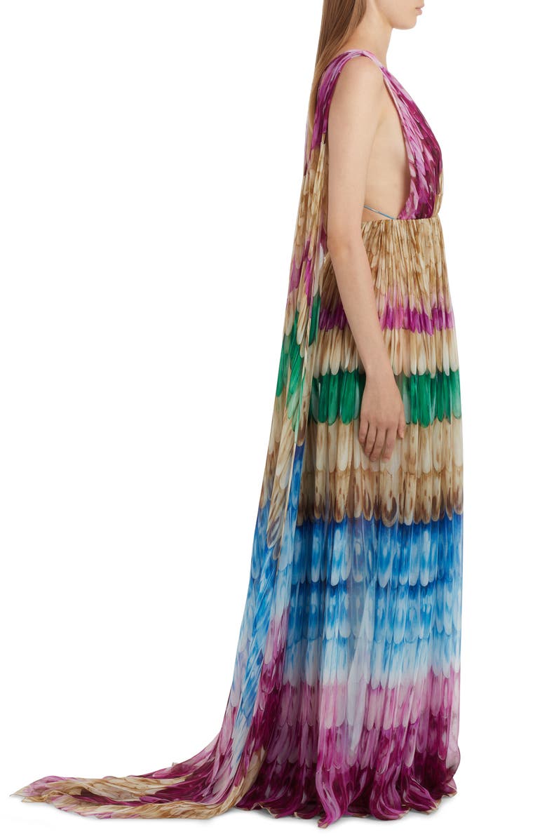 Valentino Garavani Golden Wings Silk Chiffon Gown, Alternate, color, 