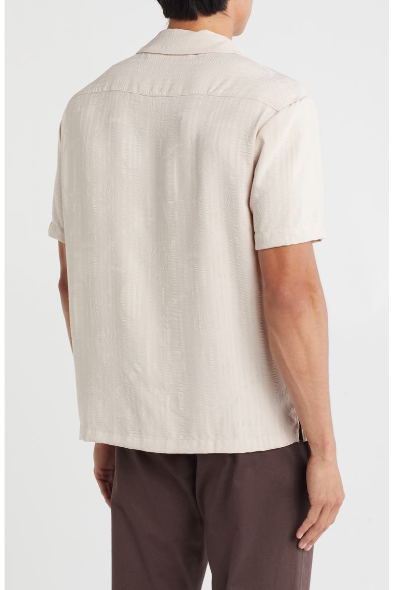 Textured Short Sleeve Button-Up Shirt, Alternate, color, CREAM
