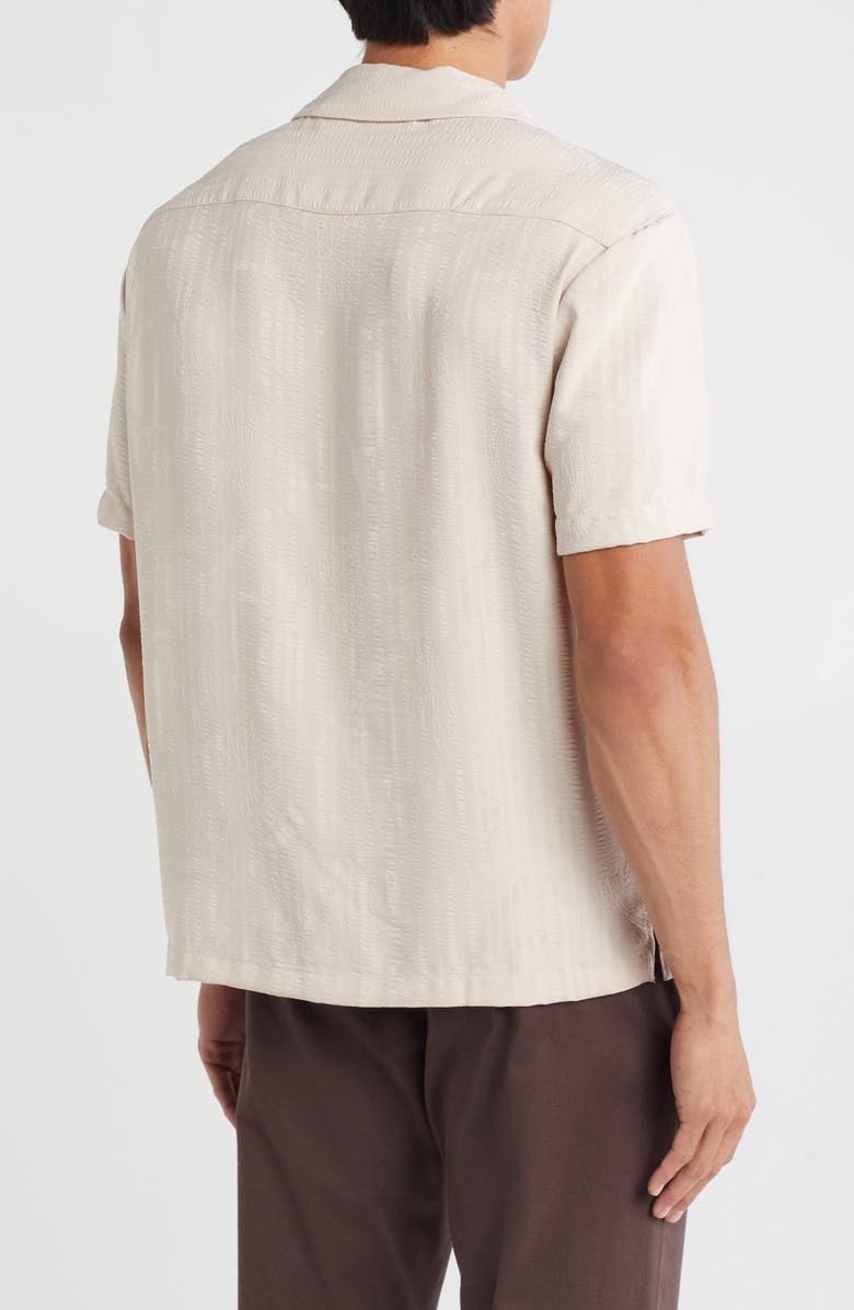 DENIM AND FLOWER Textured Short Sleeve Button-Up Shirt, Alternate, color, Cream