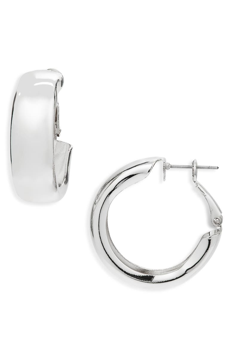 BP. Chunky Hoop Earrings, Main, color, Rhodium