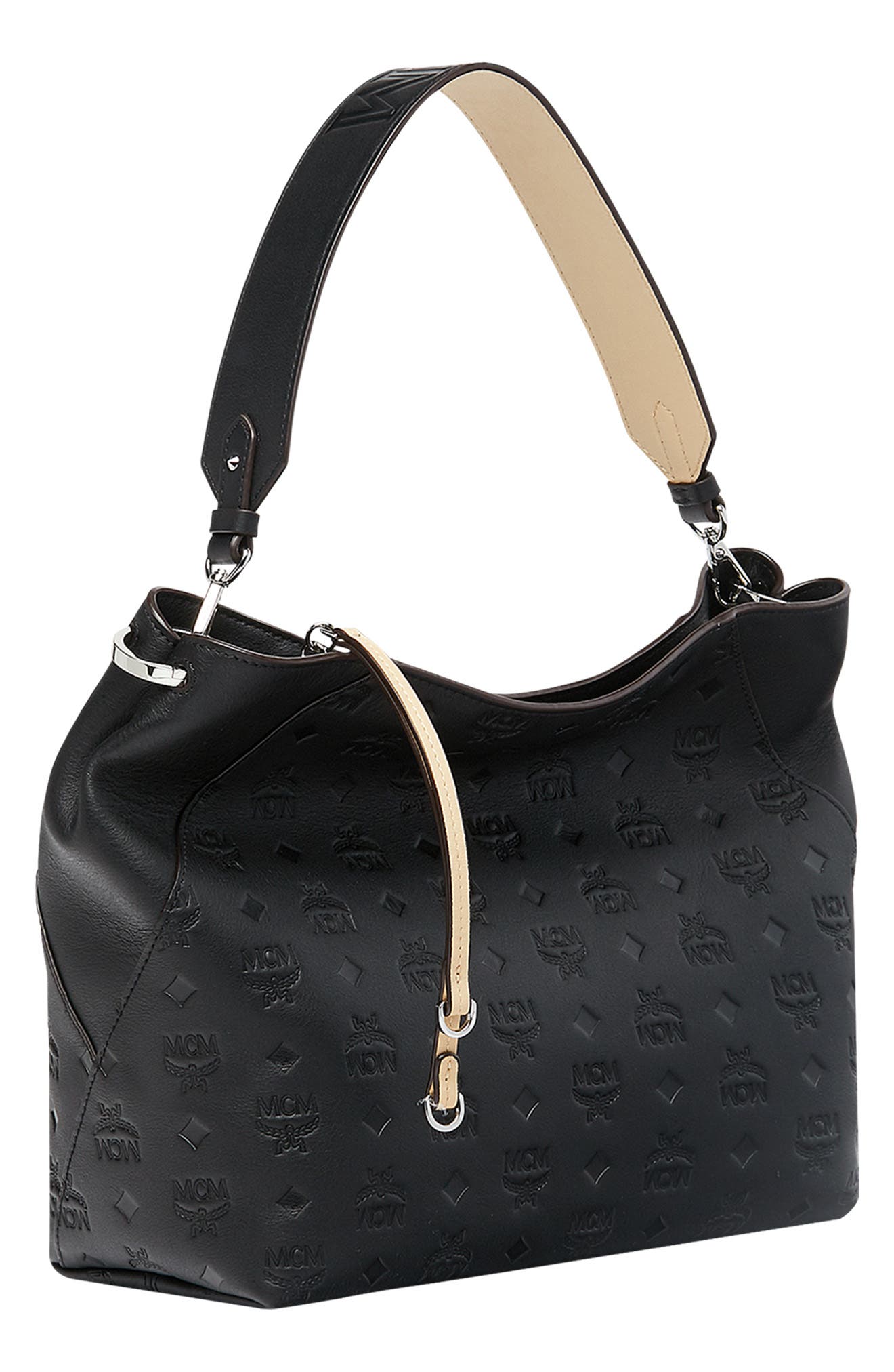 MCM Klara Monogram Leather Hobo, Alternate, color, 